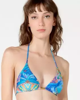 Верх бикини с треугольными чашечками и принтом Blueman, синий