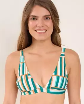 Верх бикини с треугольными чашечками и принтом Ro de Sol, синий