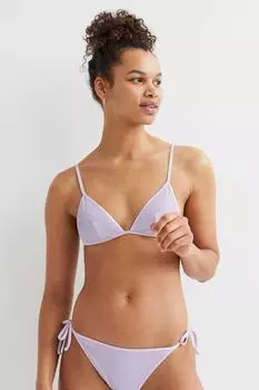 Верх бикини с треугольными чашечками в рубчик H&amp;M, светло-фиолетовый