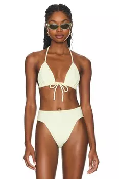 Верх бикини с треугольными завязками Montce Swim, цвет buttercream rib