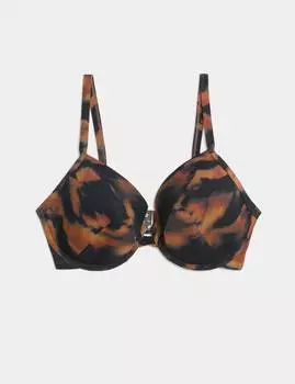 Верх бикини с V-образным вырезом и принтом DG Marks & Spencer, темно-коричневый микс