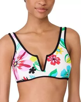 Верх бикини с V-образным вырезом и принтом kate spade new york, мультиколор