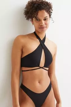 Верх бикини с вырезом на шее H&M, черный