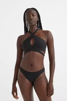 Верх бикини с вырезом на шее H&amp;M, черный