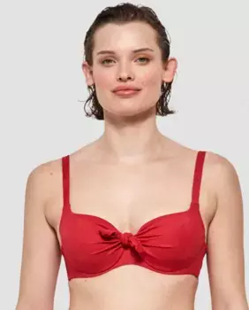 Верх бикини с высокой талией из жаккардовой ткани Gisela, красный