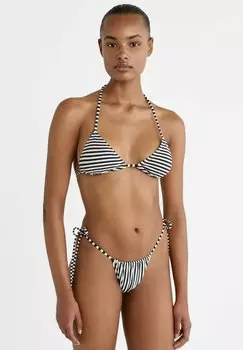 Верх бикини STRIPED CURTAIN STRING Stradivarius, цвет white