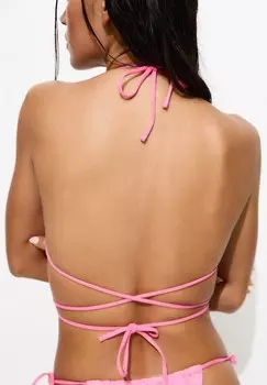 Верх бикини TEXTURAL FLORAL PULL&BEAR, розовый
