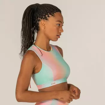 Верх бикини женский бюстье сзади на молнии со съемными чашками водоотталкивающий Carla розовый OLAIAN, цвет rosa