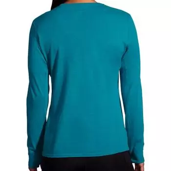 Верх Distance с длинным рукавом 2.0 женский Brooks, цвет Heather Lagoon/Gradient Stripe