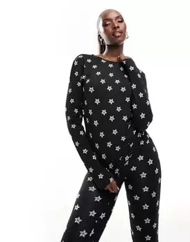 Верх и леггинсы потертого лыжного базового слоя с принтом звезд Threadbare