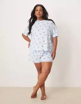 Верх и шорты пижамы свободного кроя Urban Threads Curve с принтом чили