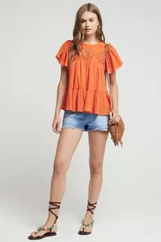 Верх из 100% хлопка с вышивкой River Island, оранжевый