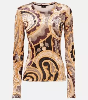 Верх из бархата с узором пейсли Etro, цвет print on grey base