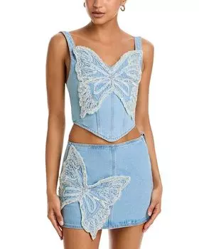 Верх из денима Camila Coelho PatBO, синий