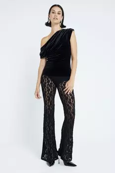 Верх из драпированного бархата River Island, черный