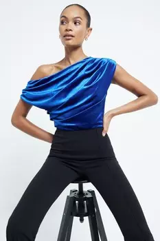 Верх из драпированного бархата River Island, синий