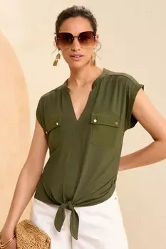 Верх из джерси с завязками спереди Love & Roses, зеленый