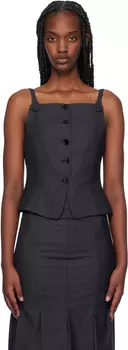 Верх из костюмной ткани в серую полоску GANNI