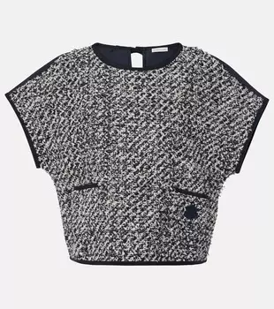 Верх из сатина с твидовым узором и хлопком в составе Moncler, 01 Black