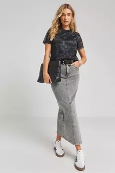 Верх из сетки с принтом и подкладкой Simply Be, черный