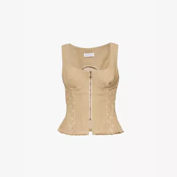 Верх-Корсет Moon-Jacquard из органического денима с необработанным краем Marine Serre, бежевый