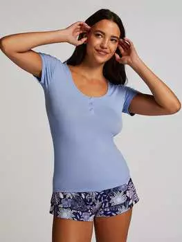 Верх пижамы Hunkemller Pyjama-Oberteil Henley, светло-синий