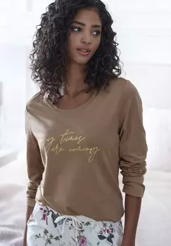 Верх пижамы LASCANA, коричневый