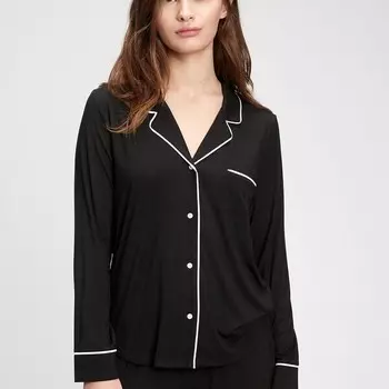 Верх пижамы с контрастной окантовкой Gap, черный