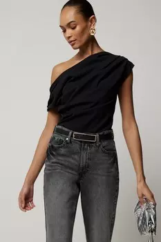Верх с драпировкой на плечах River Island, черный