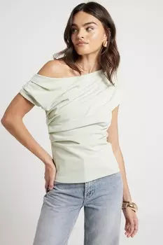 Верх с драпировкой на плечах River Island, белый