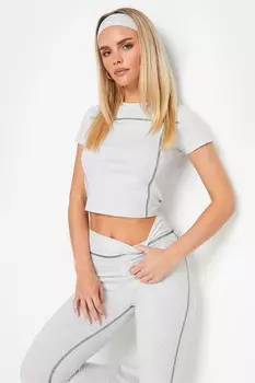 Верх с контрастной строчкой Pixiegirl Petite, серый