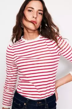 Верх с отделкой ришелье Boden, красный