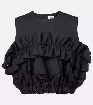 Верх с рюшами из шерсти Noir Kei Ninomiya, черный
