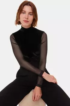 Верх с сетчатыми рукавами Whistles, черный