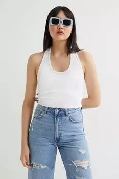 Верх с застежкой на шею H&amp;M, белый