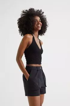 Верх с застежкой на шею H&M, черный
