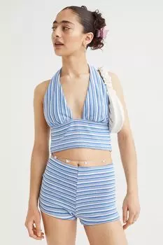 Верх с застежкой на шею H&M, синий/полосатый