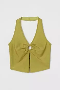 Верх с застежкой на шею H&M, зеленый/блеск