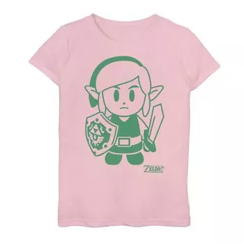 Верх с зеленым контуром Nintendo Legend Of Zelda Link's Awakening для девочек 6–16 лет Licensed Character, розовый