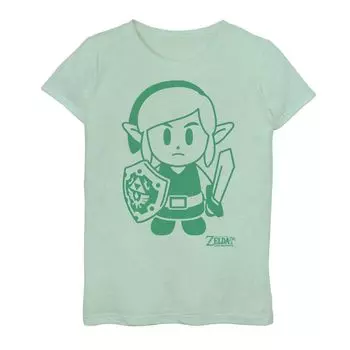Верх с зеленым контуром Nintendo Legend Of Zelda Link's Awakening для девочек 6–16 лет Licensed Character, светло-зеленый