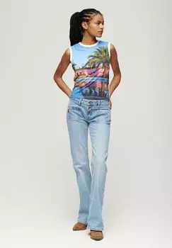 Верх Superdry, пальмово-синий, аоп.