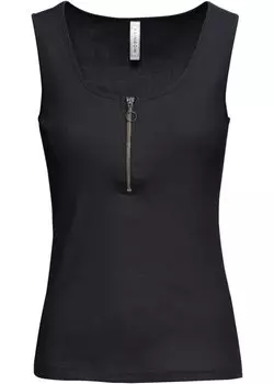 Верх в рубчик с застежкой-молнией Rainbow, черный