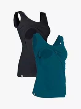 Верх жилета для беременных с откидным клапаном из органической хлопчатобумажной смеси Bshirt, цвет Black/Teal