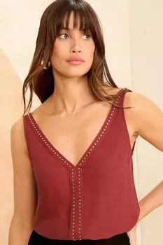 Верх жилета с отделкой и v образным вырезом Love & Roses, красный