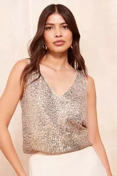 Верх жилета с отделкой из пайеток омбре Friends Like These, золотой