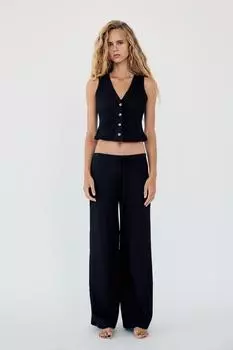 Верх жилета с текстурированной структурой ZARA, черный