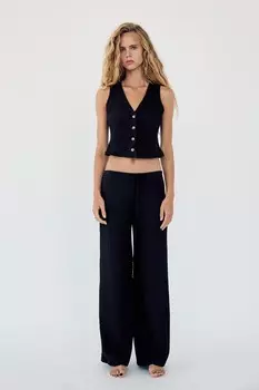 Верх жилета с текстурированной структурой ZARA, черный