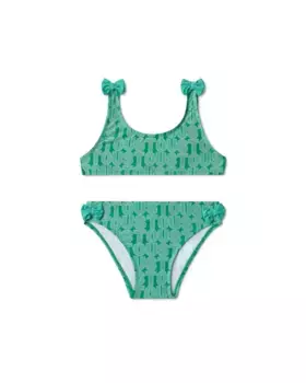 Верхнее бикини для девочек с принтом и линейным логотипом TOUS, зеленый