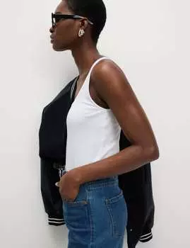 Верхний жилет с квадратным вырезом Marks & Spencer, мягкий белый