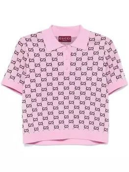 Верхняя часть поло из шерсти Gucci GG Shadow из жаккарда, розовый
